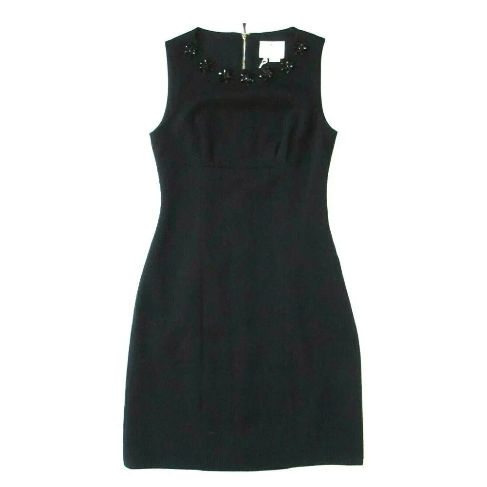 NWT kate spade Floral Cluster Diana in Black Jewel Embellished Crepe Dress 4